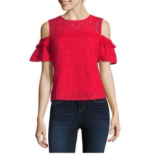 Project Runway Cold Shoulder Lace Top